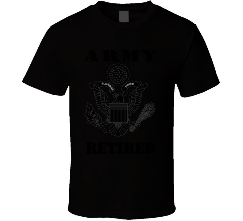 Army - Army Eagle Retired Blk W Txt T-shirt