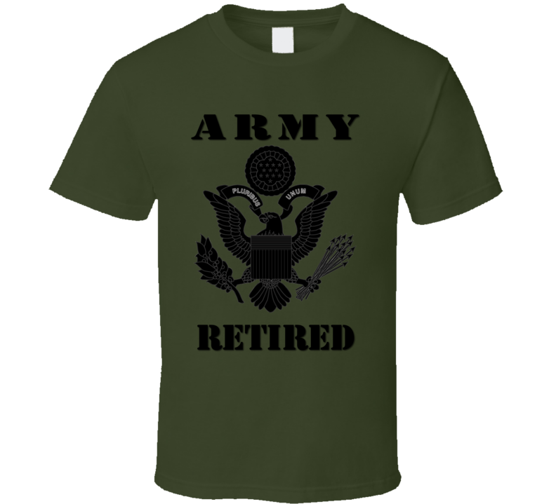 Army - Army Eagle Retired Blk W Txt T-shirt