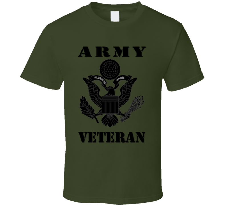 Army - Army Eagle Veteran Blk W Txt T-shirt