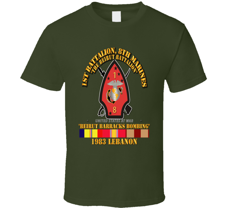 Usmc - 1st Bn, 8th Marines - Beirut Barracks Bombing W Svc T Shirt