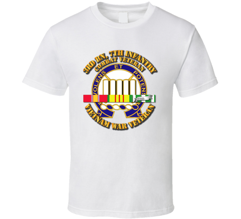 Army - 3rd Bn, 7th Infantry - Vietnam Vet  W Svc Ribbons T Shirt