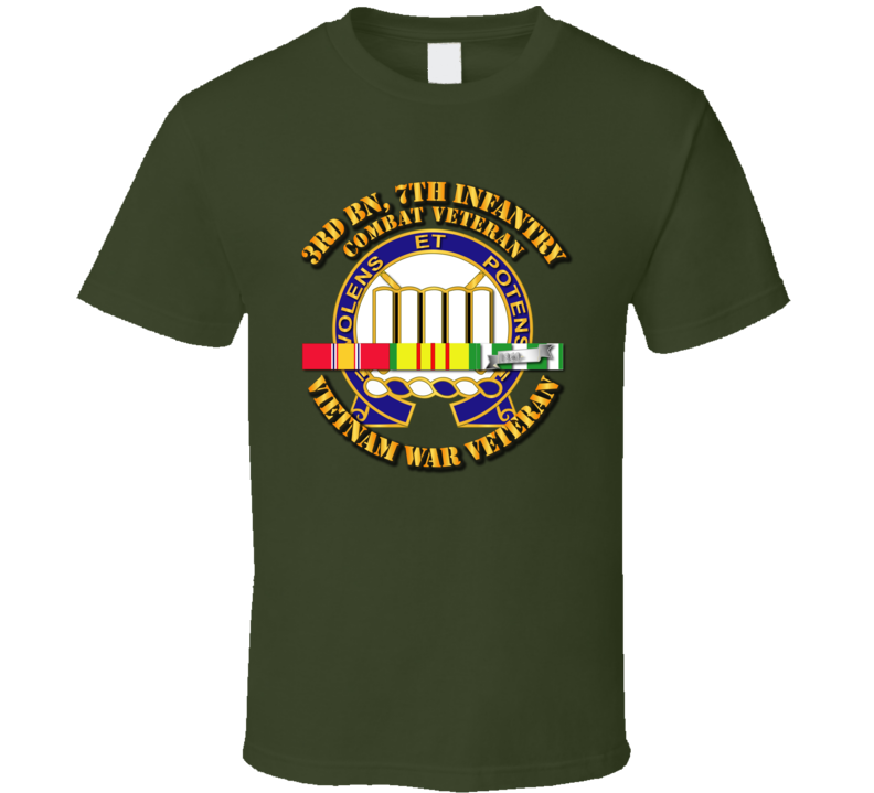 Army - 3rd Bn, 7th Infantry - Vietnam Vet  W Svc Ribbons T-shirt
