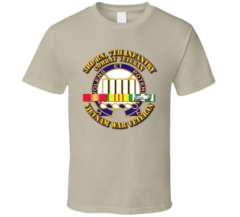 Army - 3rd Bn, 7th Infantry - Vietnam Vet  W Svc Ribbons T-shirt