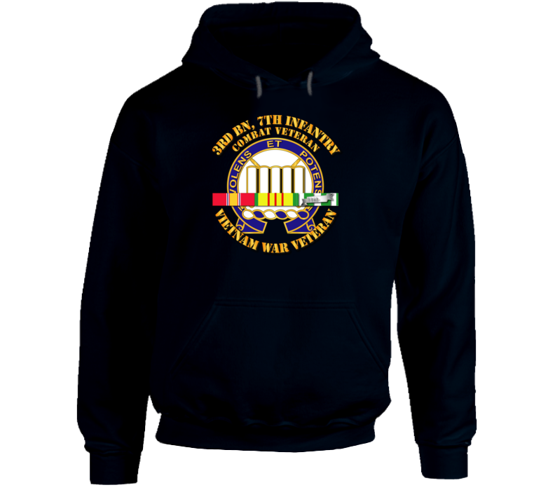 Army - 3rd Bn, 7th Infantry - Vietnam Vet  W Svc Ribbons Hoodie