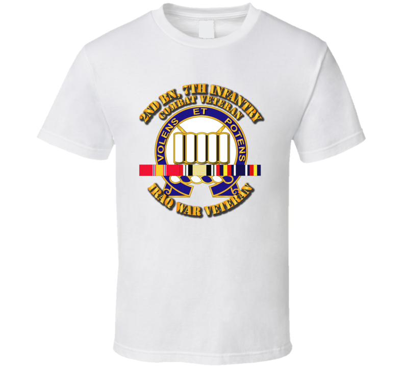 Army - 2nd Bn, 7th Infantry - Iraq Vet  W Svc Ribbons T-shirt
