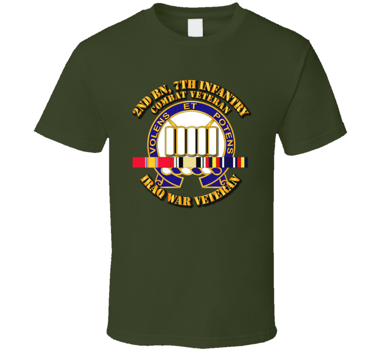 Army - 2nd Bn, 7th Infantry - Iraq Vet  W Svc Ribbons T-shirt