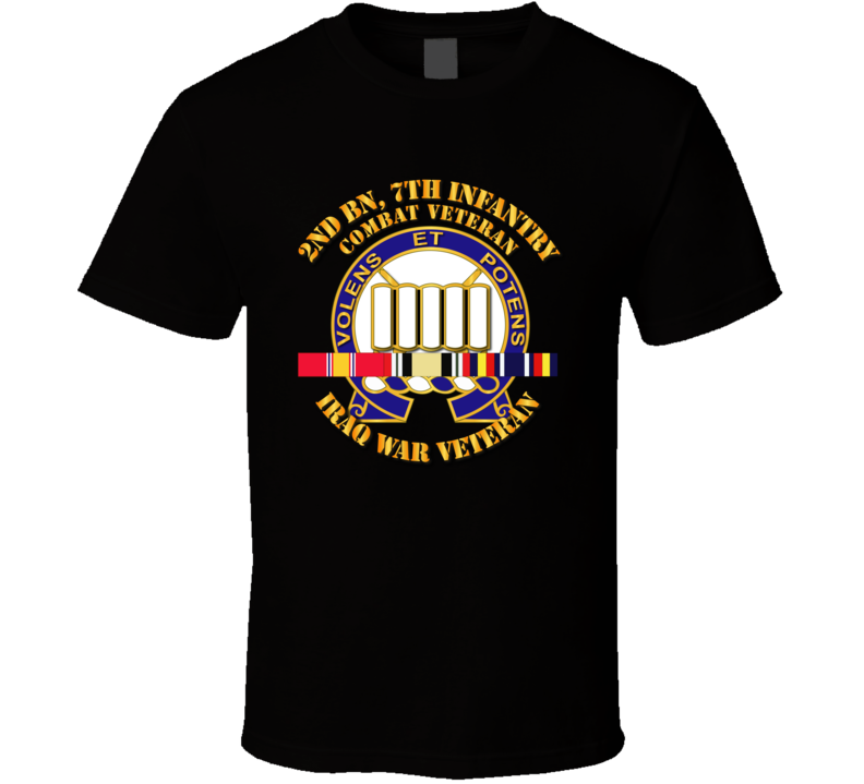 Army - 2nd Bn, 7th Infantry - Iraq Vet  W Svc Ribbons T-shirt