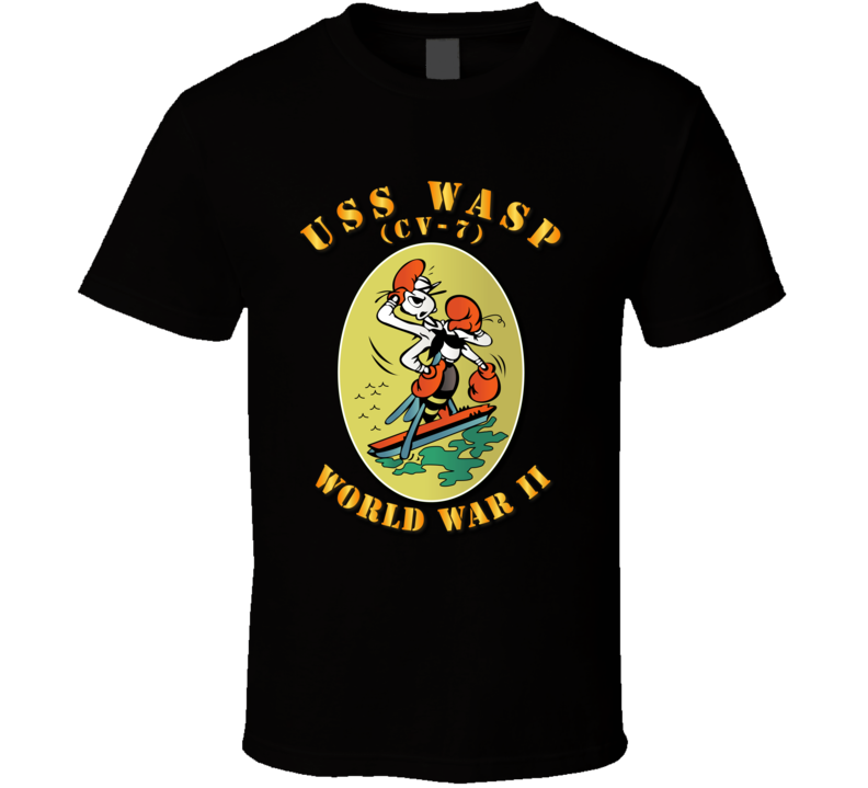 Navy - Uss Wasp - Cv-7 - Wwii W Txt T-shirt