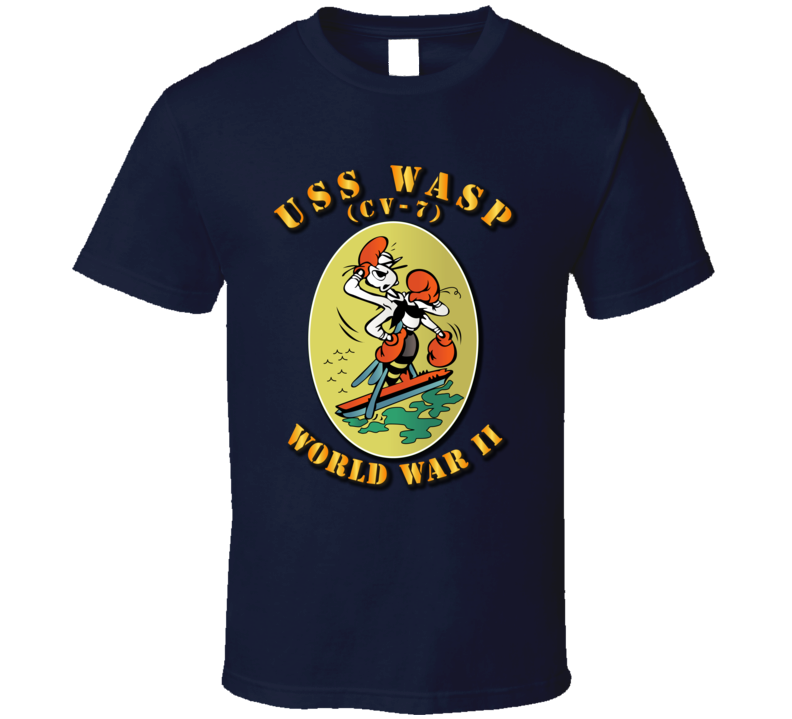 Navy - Uss Wasp - Cv-7 - Wwii W Txt T-shirt