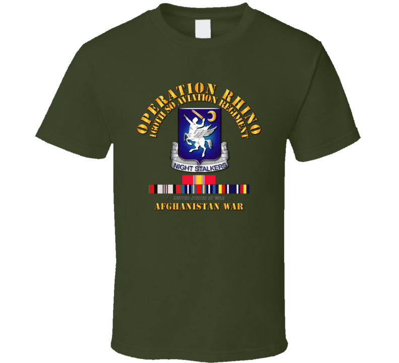 Sof - Operation Rhino - Afghanistan - 160th So Aviation Rgt  W Svc T-shirt