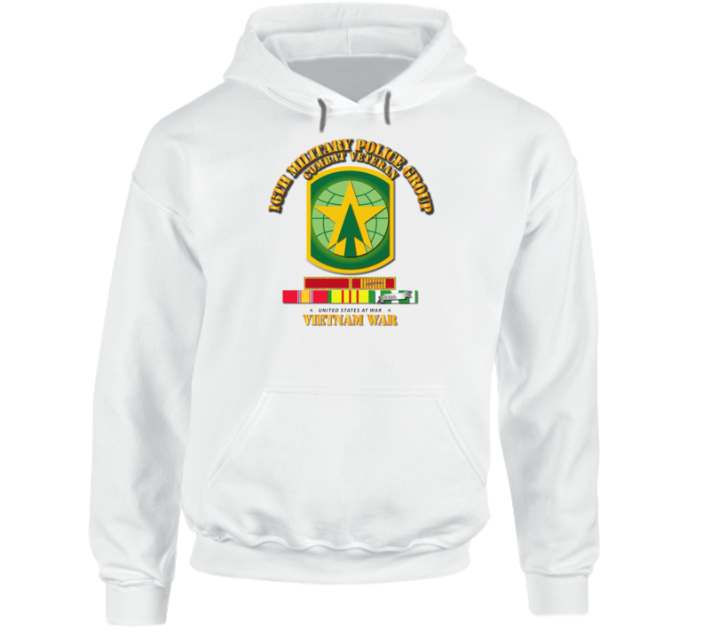 Army - 16th Mp Group - Ssi - Vn War  W Svc Puc Ribbons Hoodie