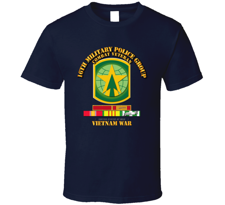 Army - 16th Mp Group - Ssi - Vn War  W Svc Puc Ribbons T-shirt