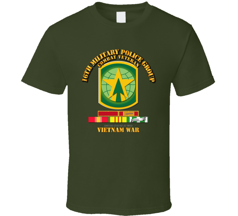 Army - 16th Mp Group - Ssi - Vn War  W Svc Puc Ribbons T-shirt