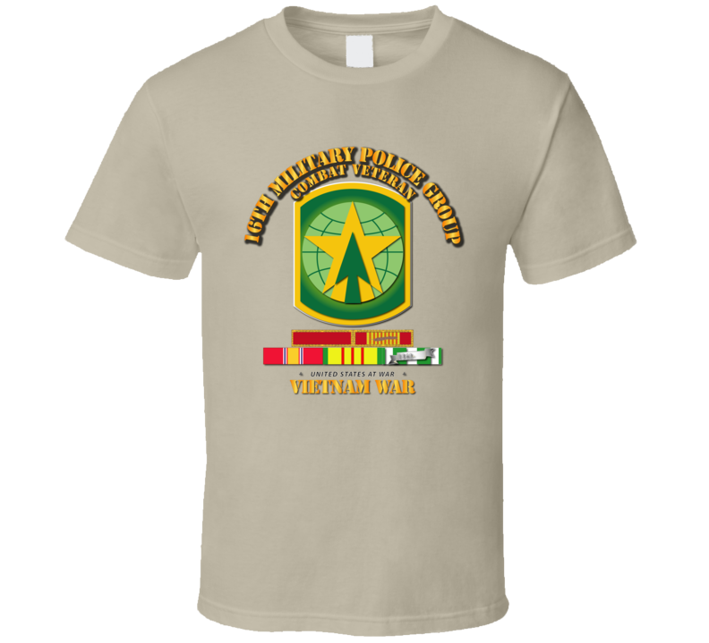 Army - 16th Mp Group - Ssi - Vn War  W Svc Puc Ribbons T-shirt