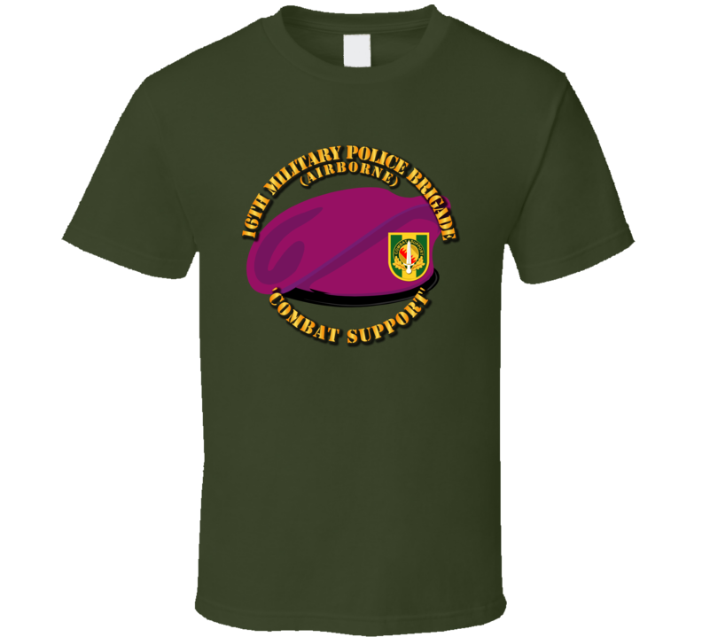 Army - Beret - 16th Mp Bde W Dui - Maroon T-shirt