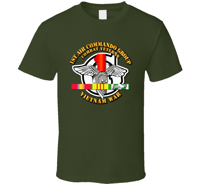 Usaf -1st Air Commando Group - Vietnam War  W Svc Ribbons T Shirt