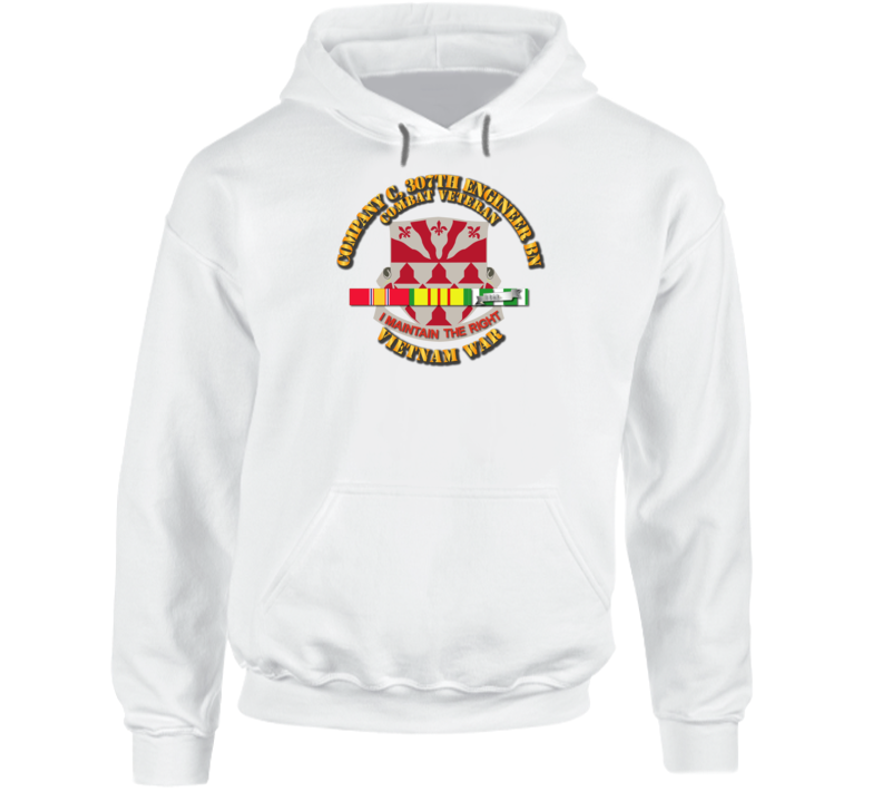 Army - Company C 307th Eng Bn - Vietnam War W Svc Ribbons Hoodie