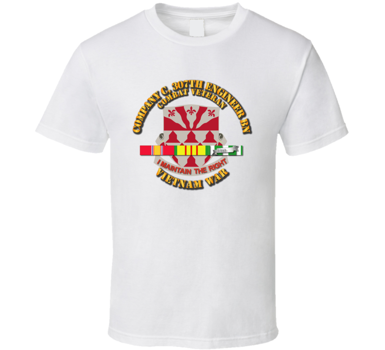 Army - Company C 307th Eng Bn - Vietnam War W Svc Ribbons T-shirt