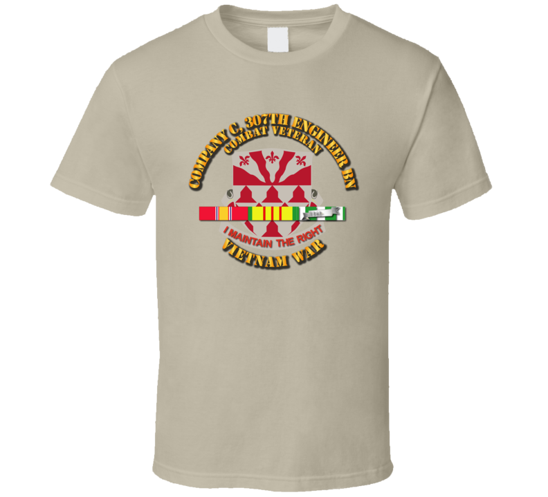 Army - Company C 307th Eng Bn - Vietnam War W Svc Ribbons T-shirt