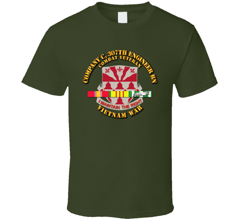Army - Company C 307th Eng Bn - Vietnam War W Svc Ribbons T-shirt