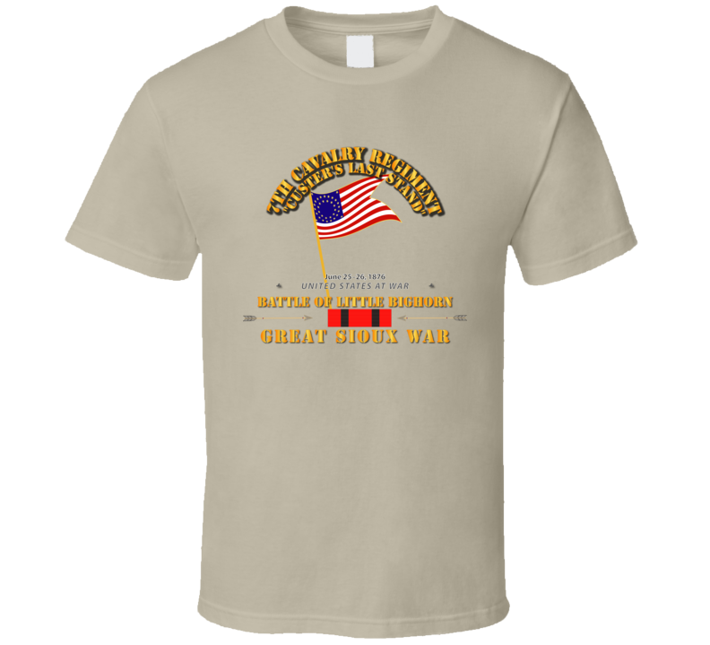 Army - Battle Little Bighorn - 7th Cav - Indian Wars W Guidon T Shirt