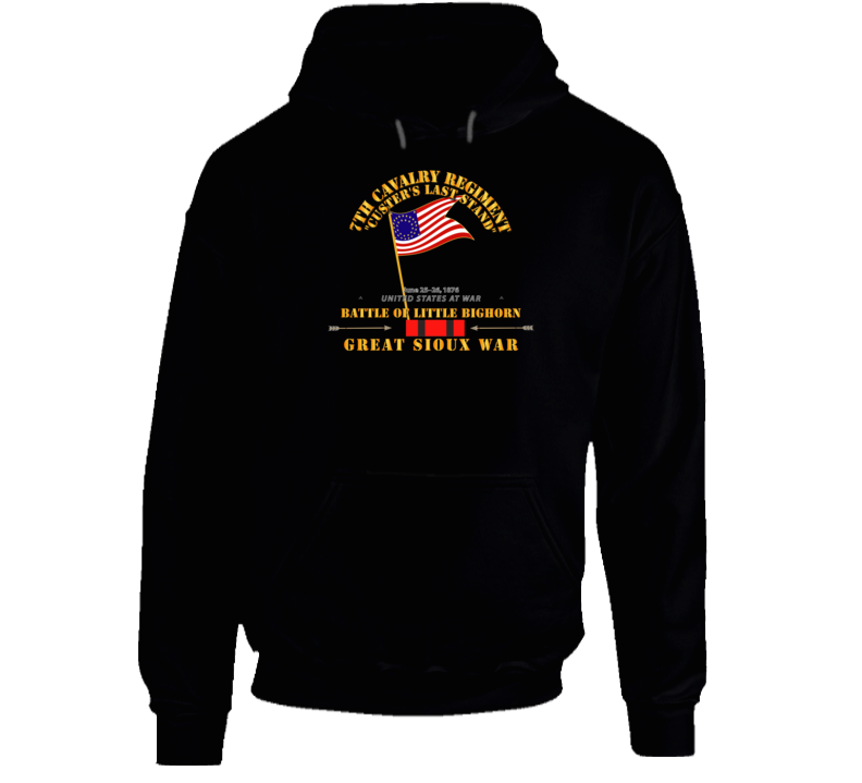 Army - Battle Little Bighorn - 7th Cav - Indian Wars W Guidon Hoodie