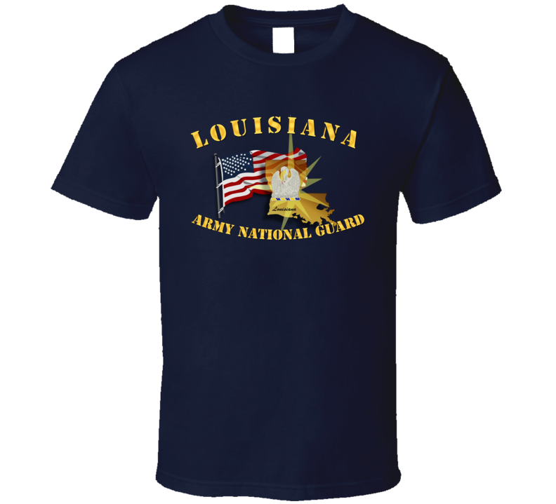 Louisiana - ARNG w Flag T Shirt