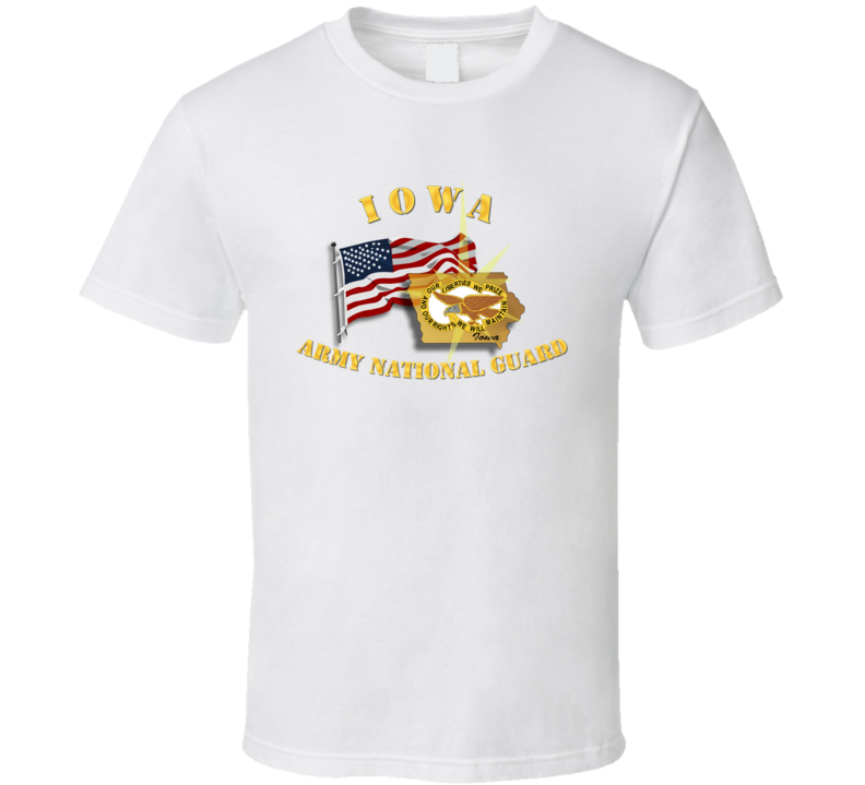 Iowa - ARNG w Flag T Shirt