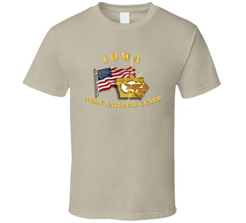 Iowa - ARNG w Flag T Shirt