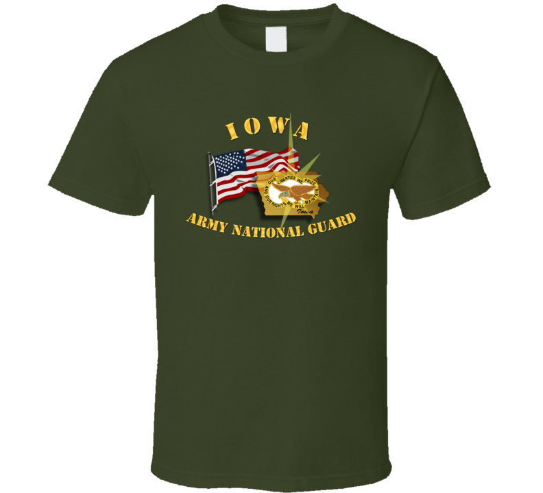 Iowa - ARNG w Flag T Shirt