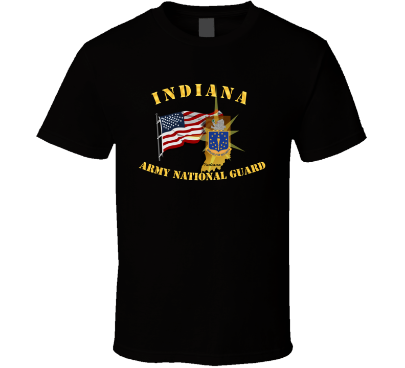 Indiana - ARNG w Flag T Shirt