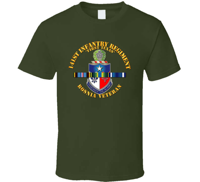 Army - 141st Infantry Regiment W Bosnia Svc Ribbons - Tshirt Army - 141st Infantry Regiment W Bosnia Svc Ribbons - Tshirt