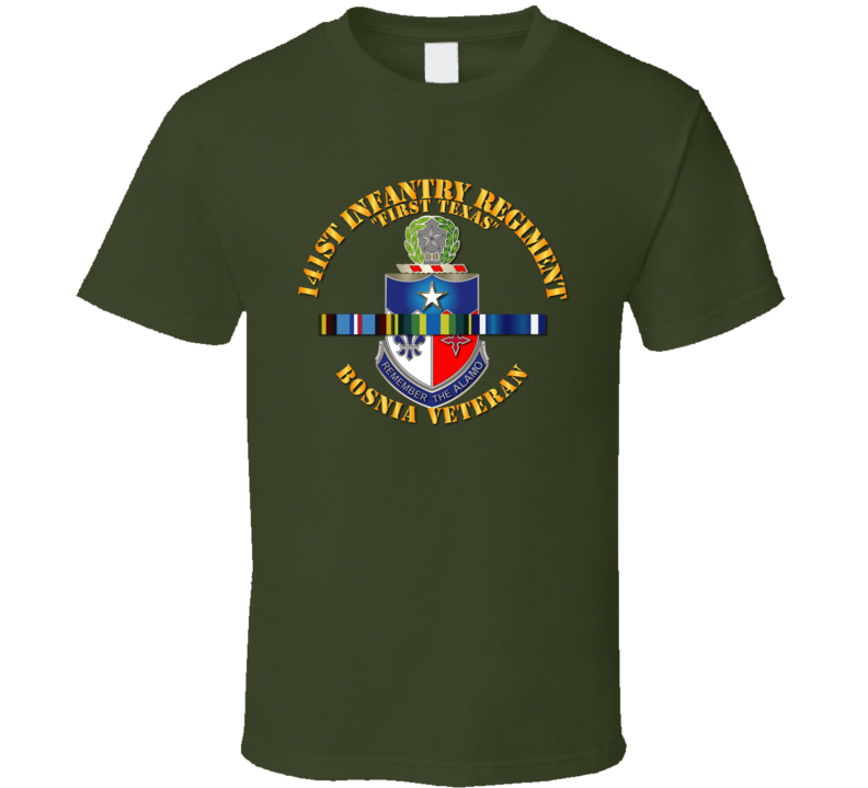 Army - 141st Infantry Regiment W Bosnia Svc Ribbons - Tshirt