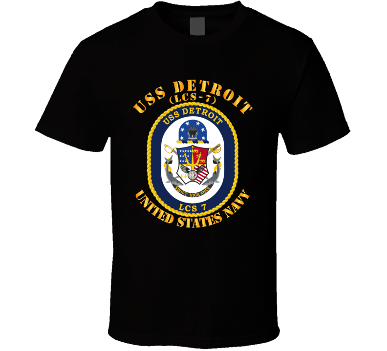 Navy - Uss Detroit (lcs-7) With Text - T Shirt