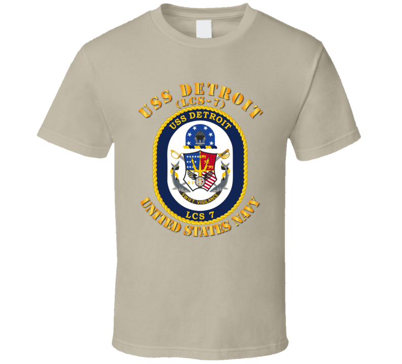 Navy - Uss Detroit (lcs-7) With Text - T Shirt