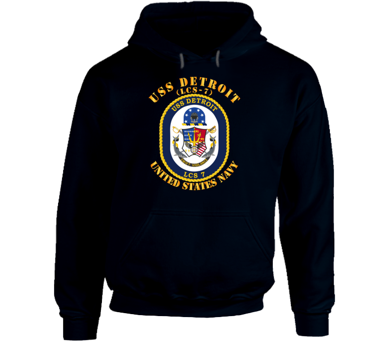  Navy - Uss Detroit (lcs-7) With Text - Hoodie