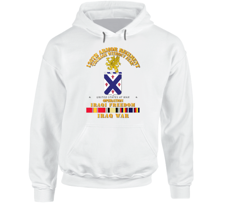 Army - 126th Armor Regiment - W Iraq Svc Ribbons - Oif - Hoodie