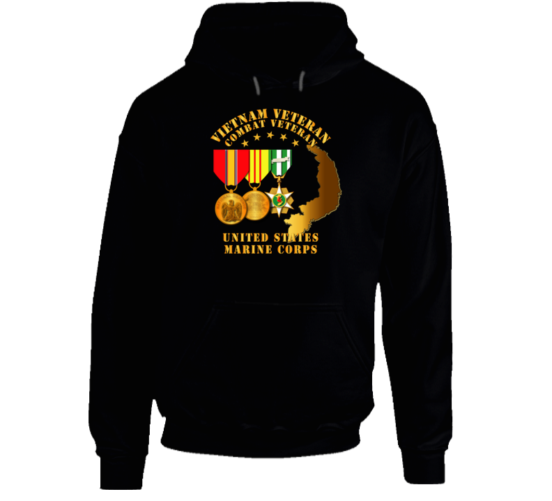 Army - Vietnam  Veteran - Usmc - W Medals - Vn Map Hoodie