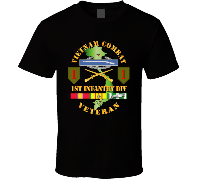 Army - Vietnam Combat Infantry Veteran W 1st Inf Div Ssi V1 T-shirt