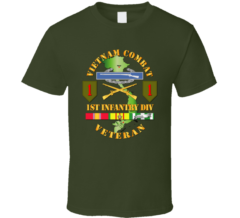 Army - Vietnam Combat Infantry Veteran W 1st Inf Div Ssi V1 T-shirt