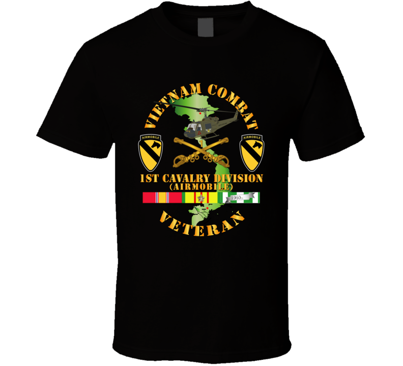 Army - Vietnam Combat Cavalry Veteran W 1st Cavalry Div Ssi V1 - T-shirt