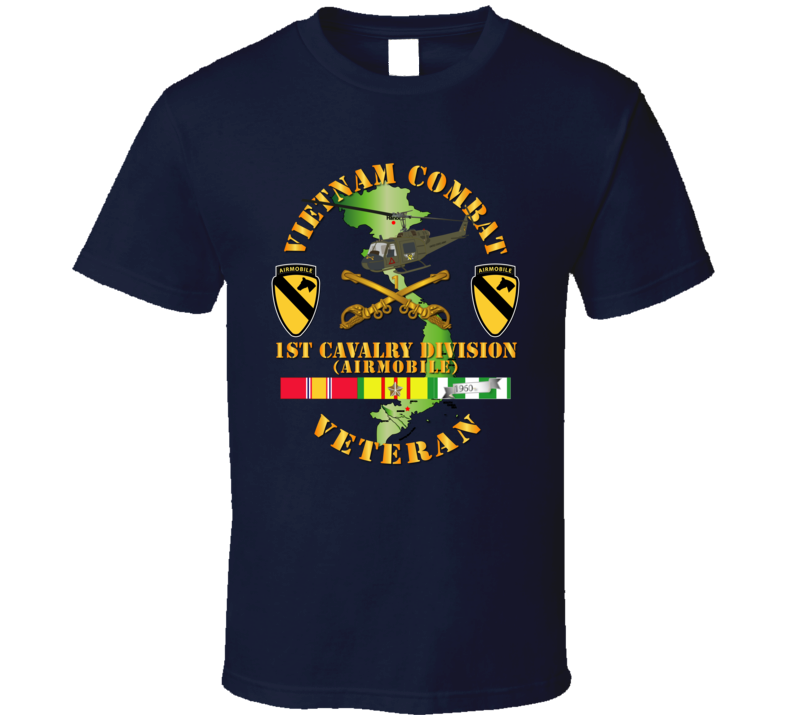 Army - Vietnam Combat Cavalry Veteran W 1st Cavalry Div Ssi V1 - T-shirt