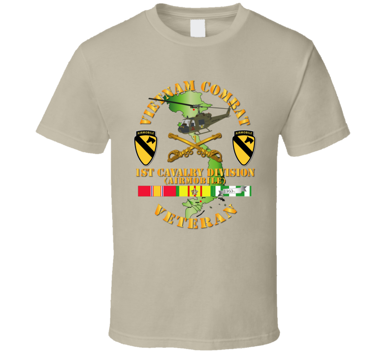 Army - Vietnam Combat Cavalry Veteran W 1st Cavalry Div Ssi V1 - T-shirt