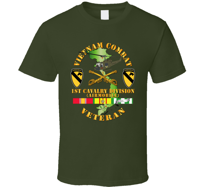 Army - Vietnam Combat Cavalry Veteran W 1st Cavalry Div Ssi V1 - T-shirt