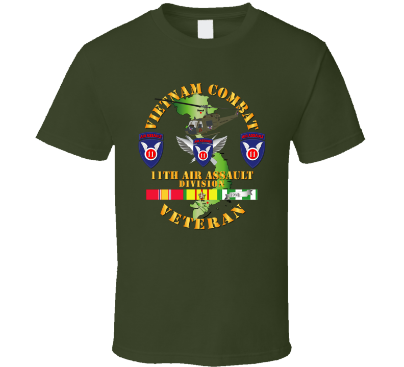 Army - Vietnam Combat Air Assault Veteran W 11th Air Aslt Div Ssi V1 - T-shirt