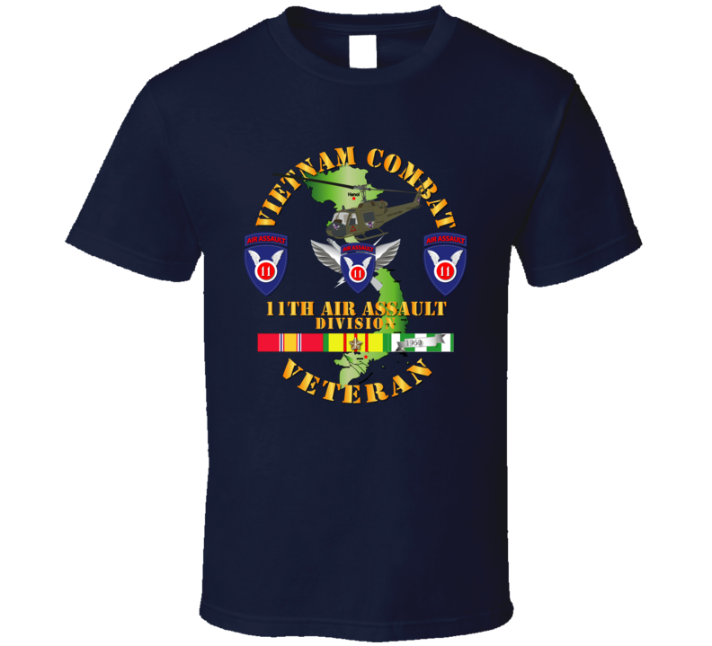 Army - Vietnam Combat Air Assault Veteran W 11th Air Aslt Div Ssi V1 - T-shirt