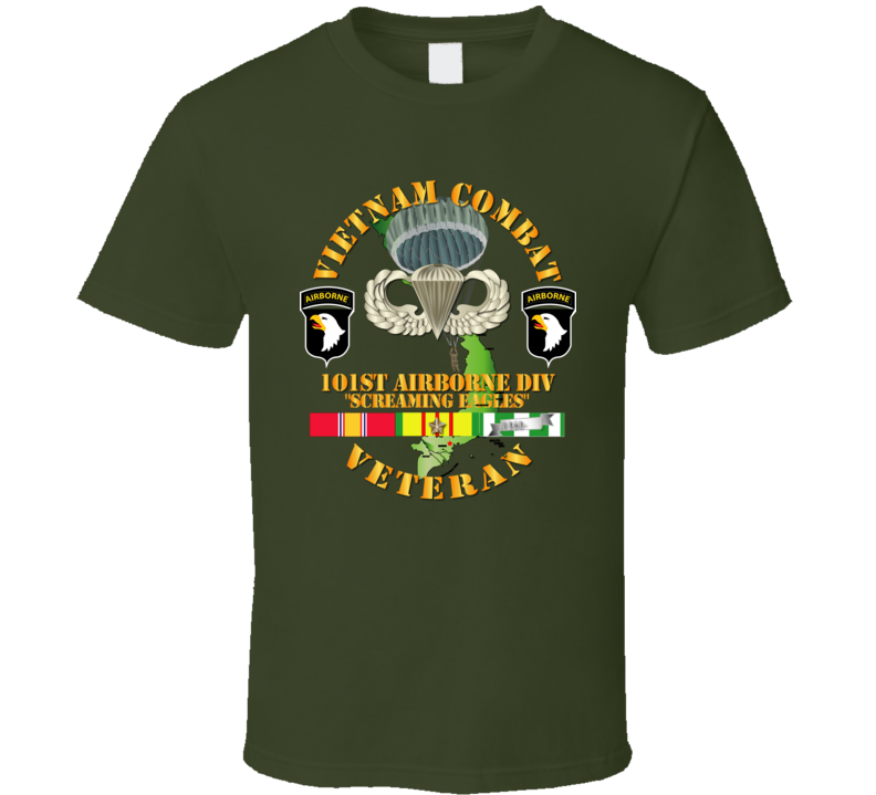 Army - Vietnam Combat Veteran w 101st Airborne Div SSI V1 - T-shirt