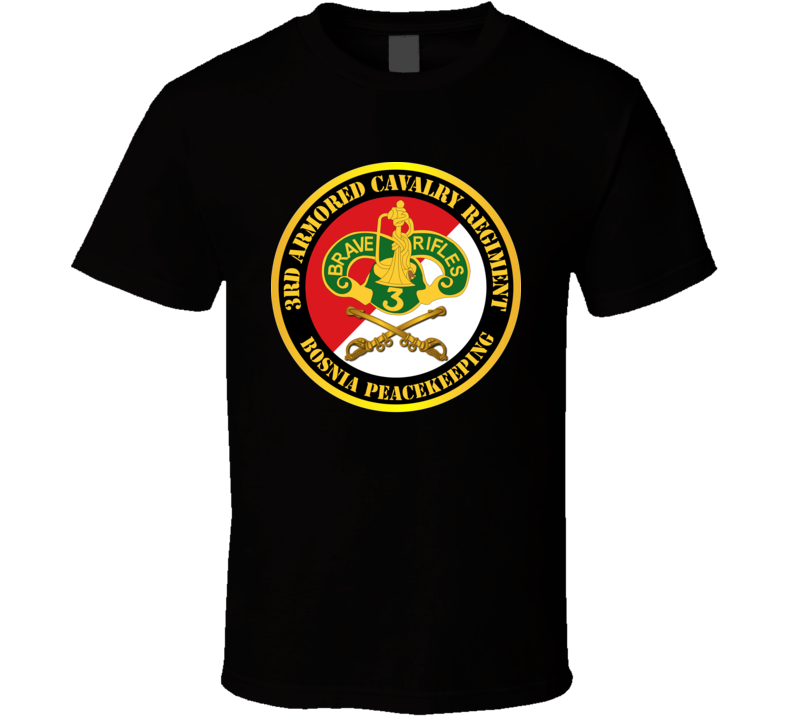 Army - 3rd Armored Cavalry Regiment Dui - Red White - Bosnia Peacekeeping T-shirt