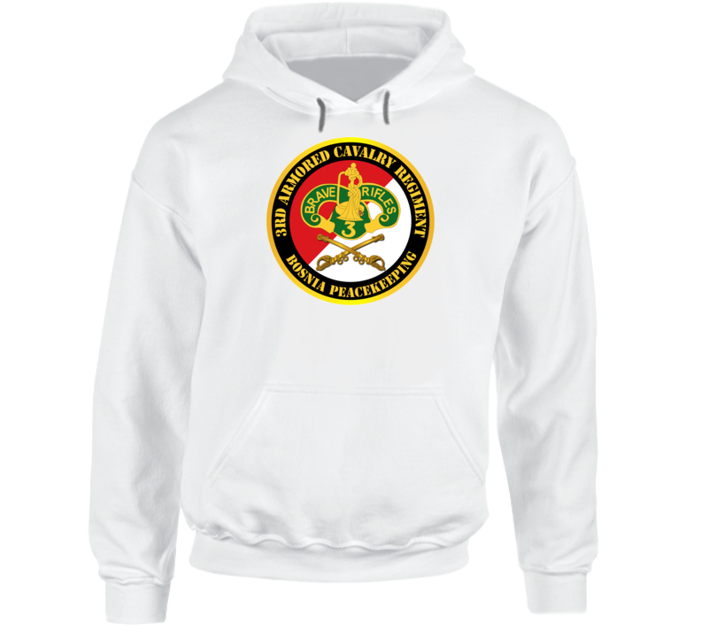 Army - 3rd Armored Cavalry Regiment Dui - Red White - Bosnia Peacekeeping Hoodie