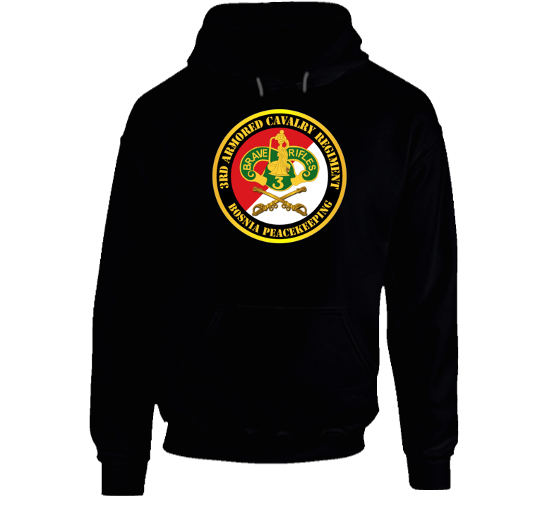 Army - 3rd Armored Cavalry Regiment Dui - Red White - Bosnia Peacekeeping Hoodie